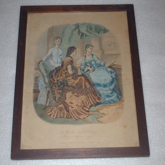 Antique wooden-framed La Mode Illustree picture - Picture 4 of 8